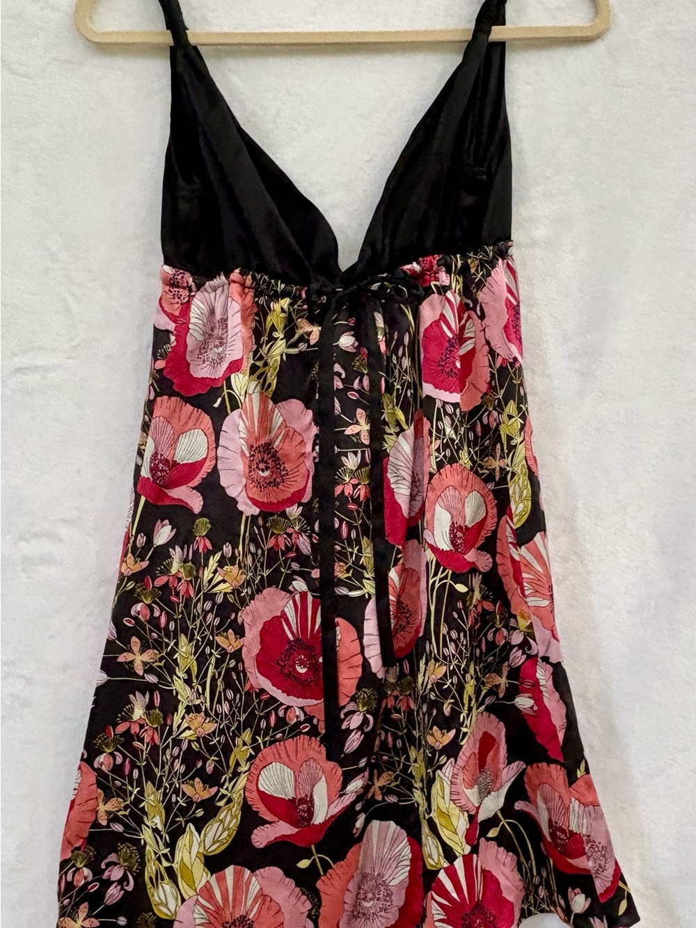 Guess Black Dress with Pink and Red Floral Print